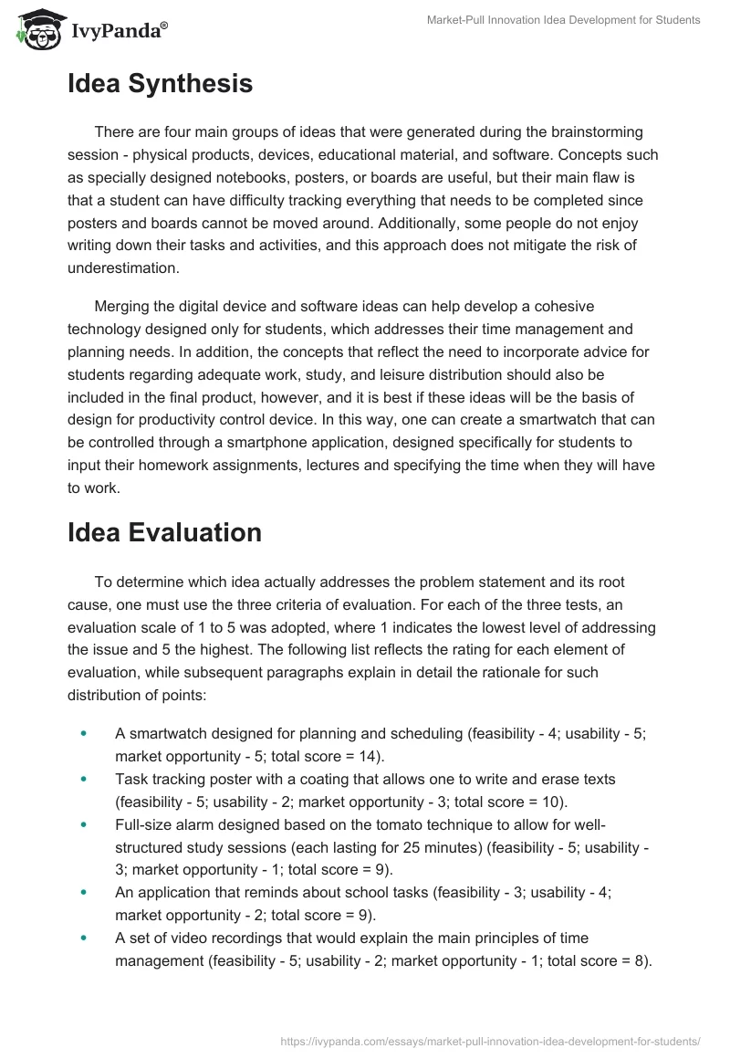 Market-Pull Innovation Idea Development for Students. Page 4