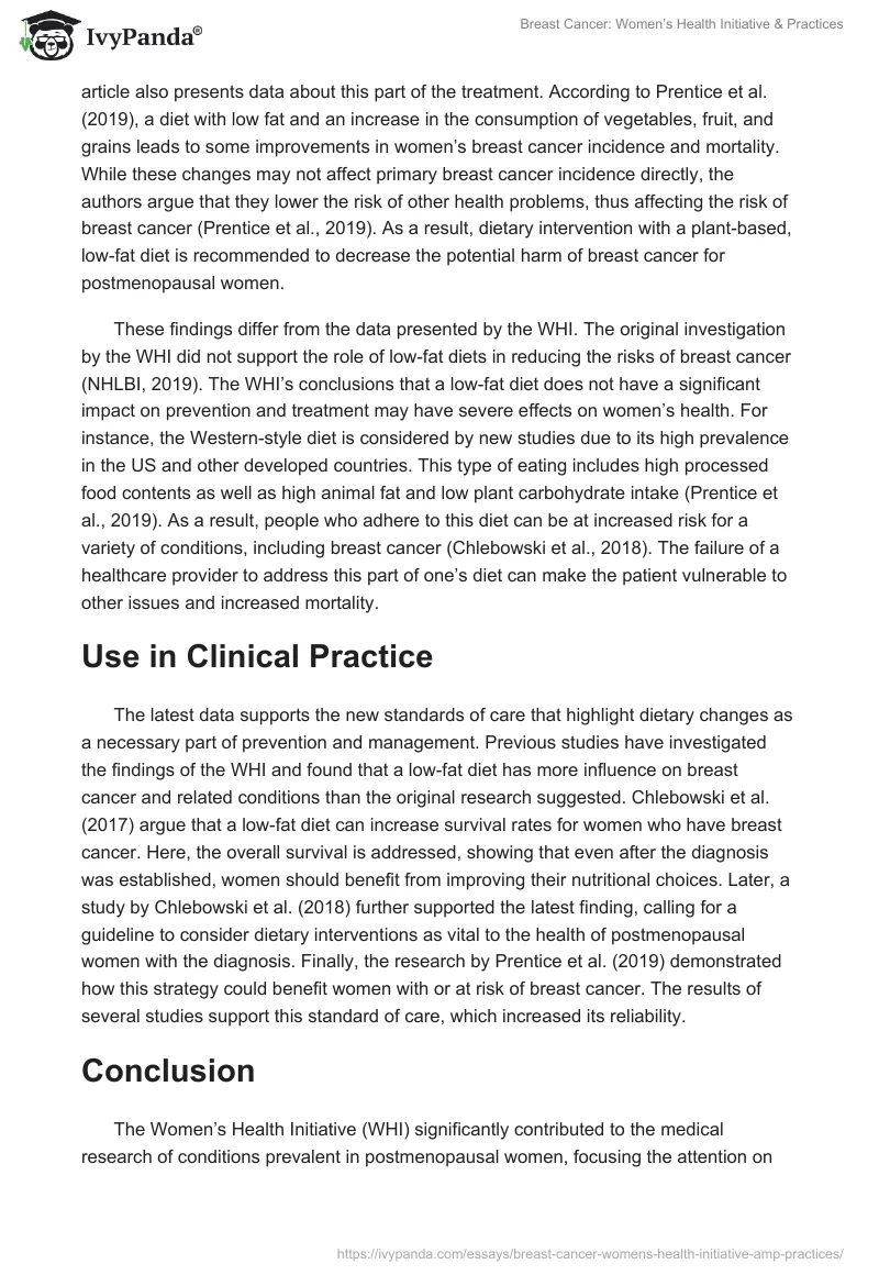 Breast Cancer: Women’s Health Initiative & Practices. Page 2
