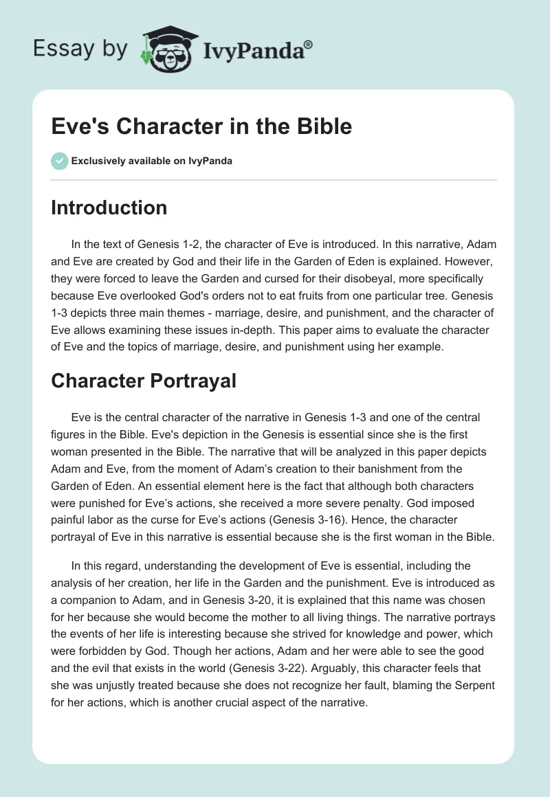 Eve's Character in the Bible. Page 1