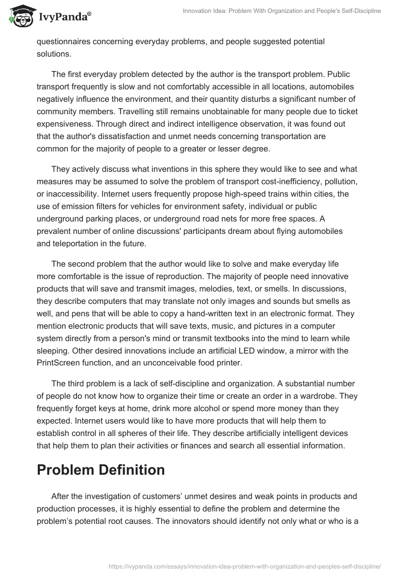 Innovation Idea: Problem With Organization and People's Self-Discipline. Page 2