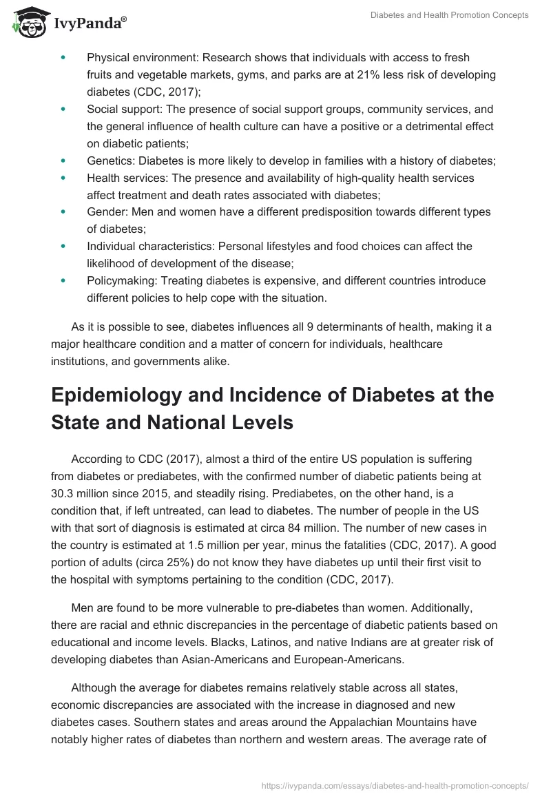 Diabetes and Health Promotion Concepts. Page 2