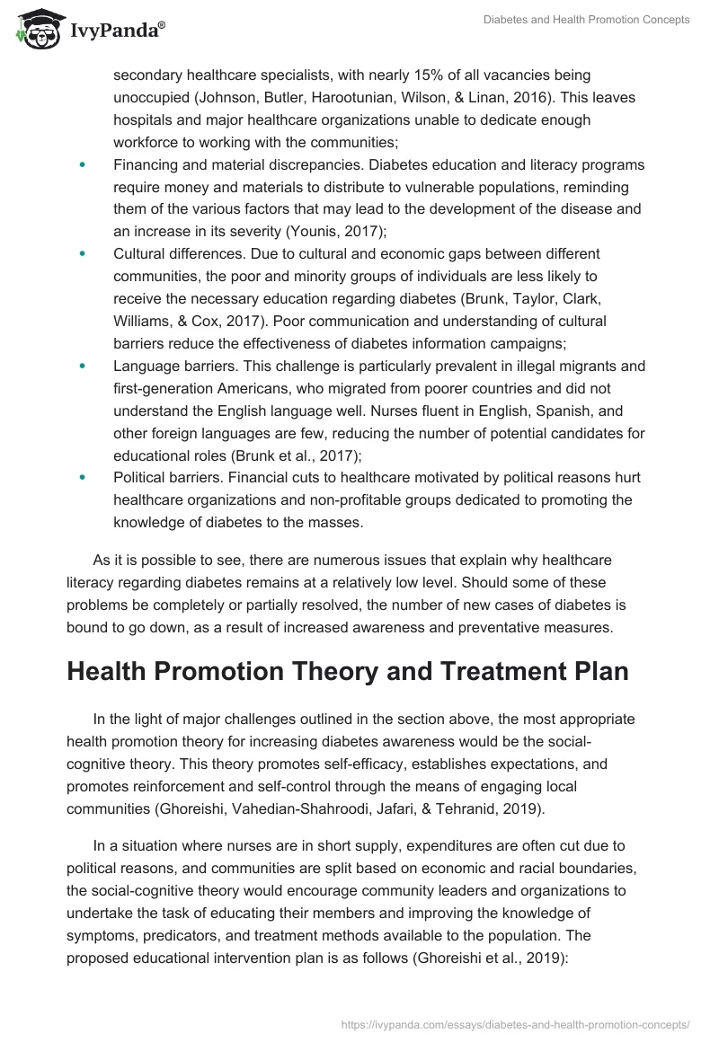 Diabetes and Health Promotion Concepts. Page 4