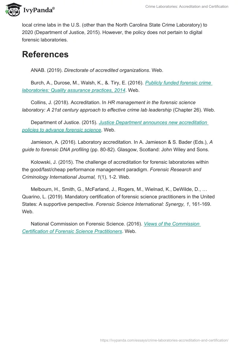 Crime Laboratories: Accreditation and Certification. Page 5