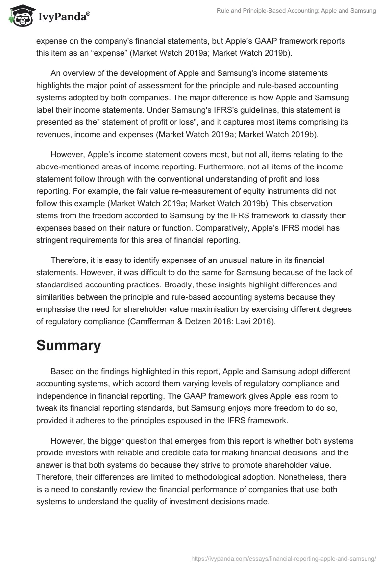 Rule and Principle-Based Accounting: Apple and Samsung. Page 5