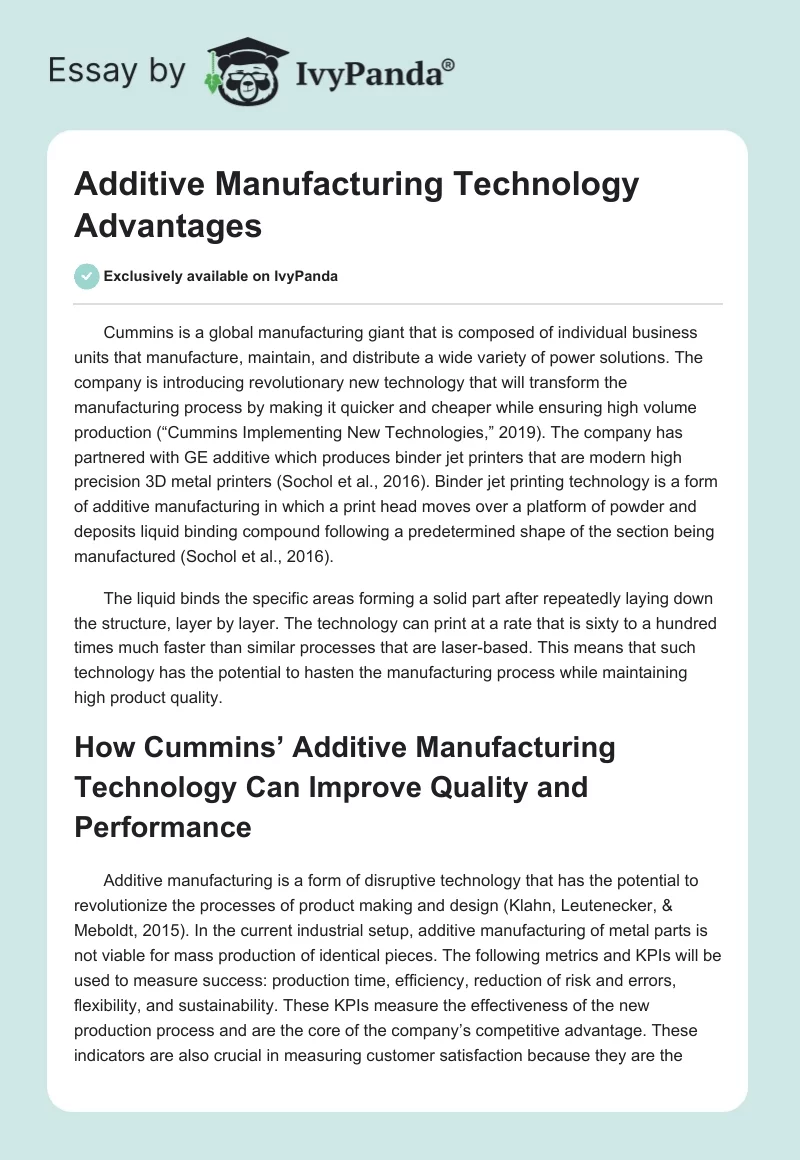 Additive Manufacturing Technology Advantages. Page 1