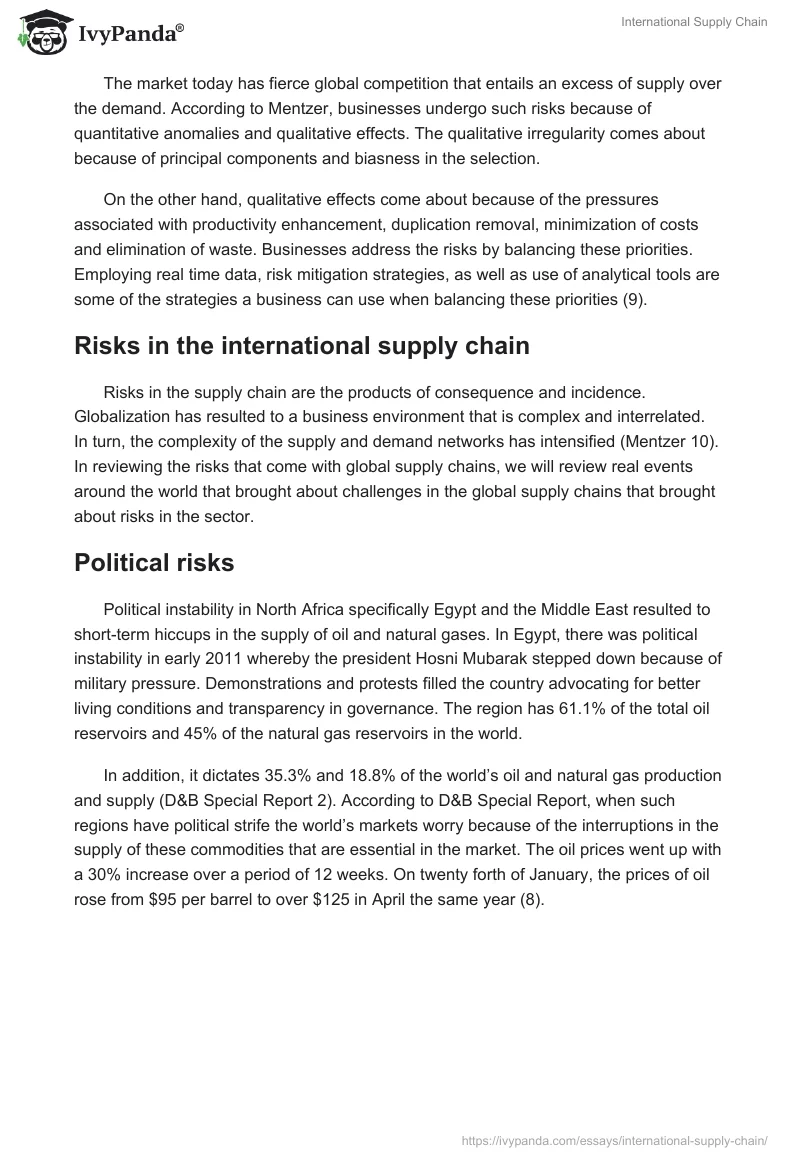 International Supply Chain. Page 2