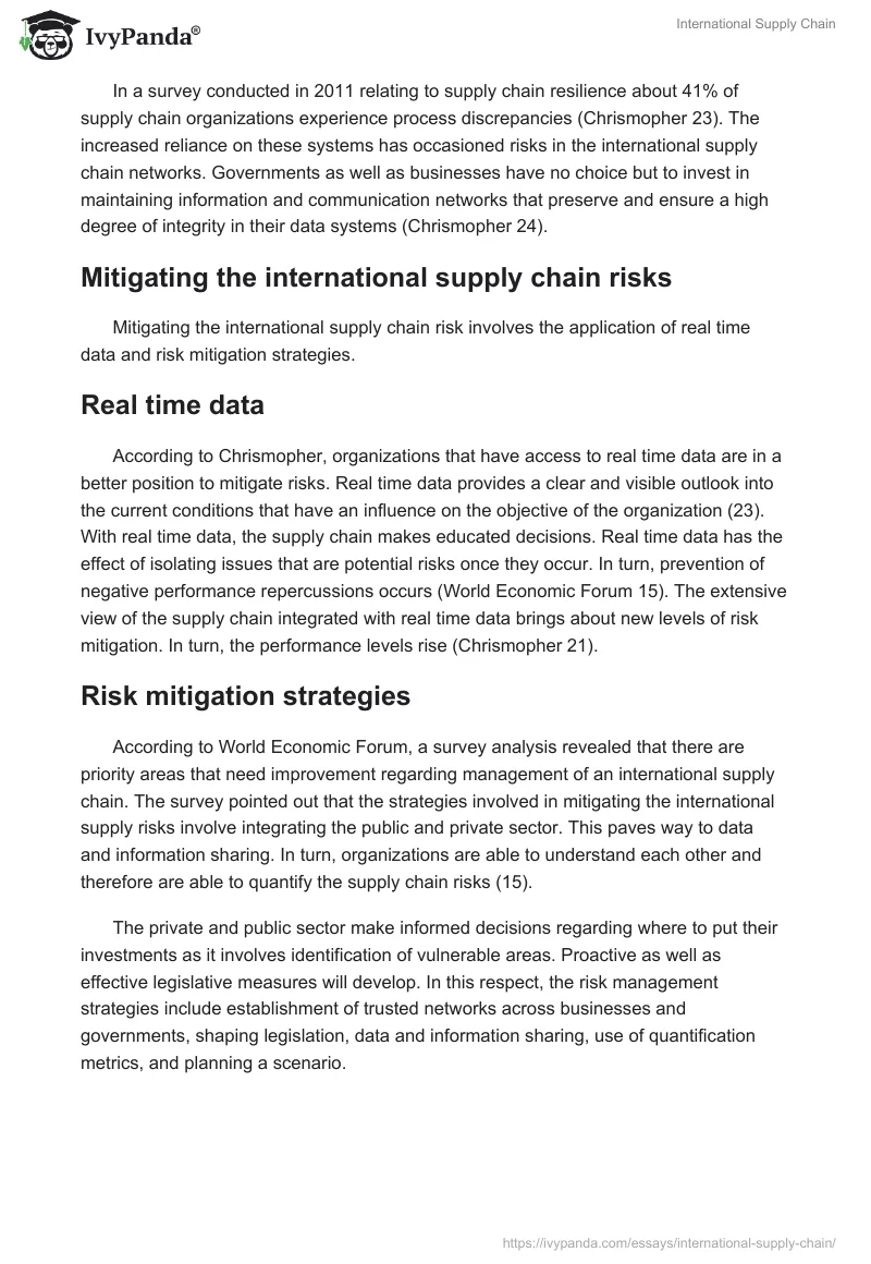 International Supply Chain. Page 5