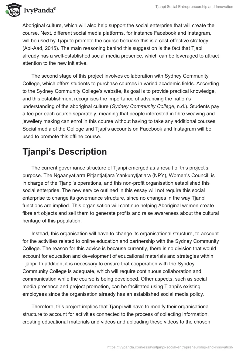 Tjanpi Social Entrepreneurship and Innovation. Page 2