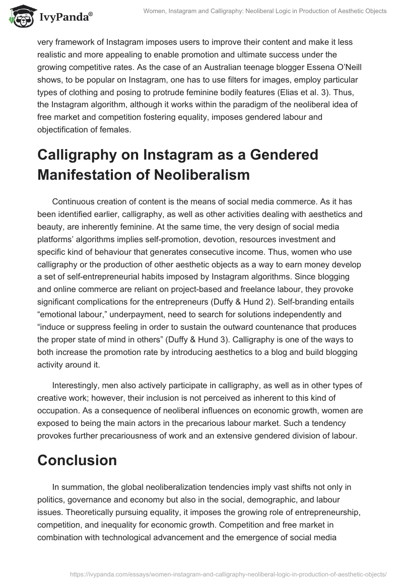 Women, Instagram and Calligraphy: Neoliberal Logic in Production of Aesthetic Objects. Page 5