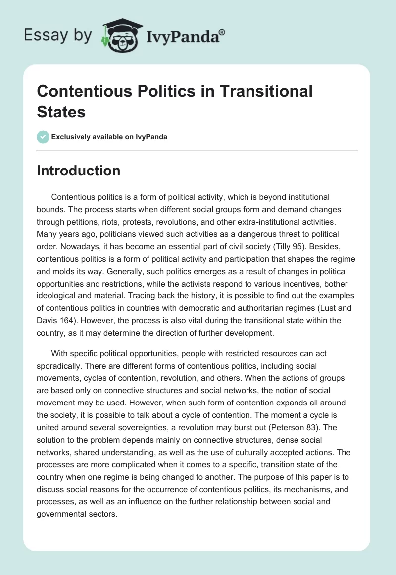 Contentious Politics in Transitional States. Page 1