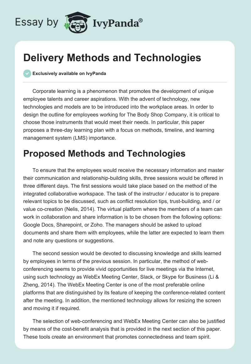 Delivery Methods and Technologies. Page 1