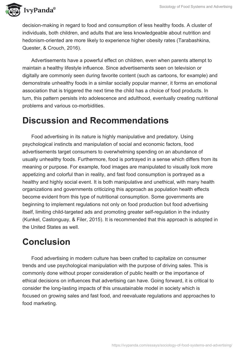 Sociology of Food Systems and Advertising. Page 4
