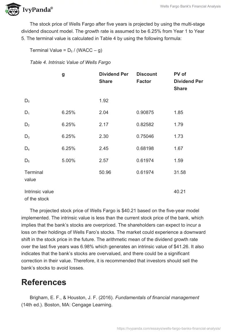 Wells Fargo Bank's Financial Analysis. Page 5