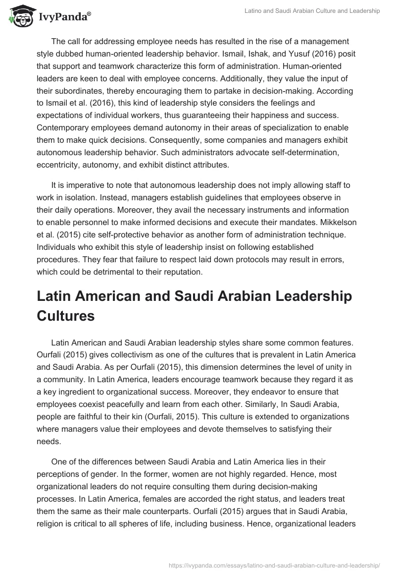 Latino and Saudi Arabian Culture and Leadership. Page 2