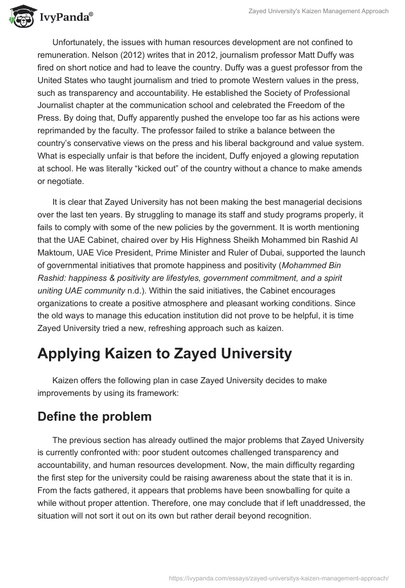 Zayed University's Kaizen Management Approach. Page 5