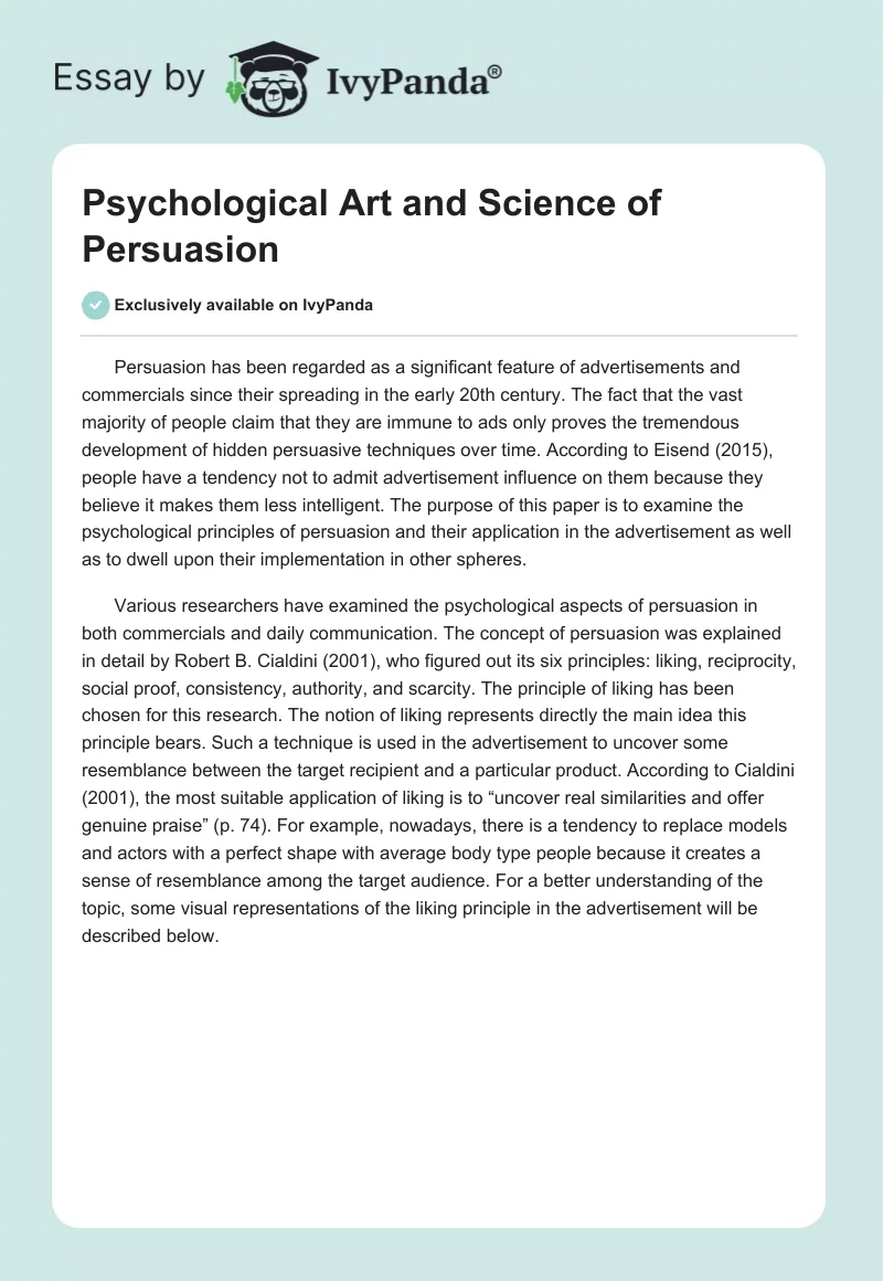 Psychological Art and Science of Persuasion. Page 1