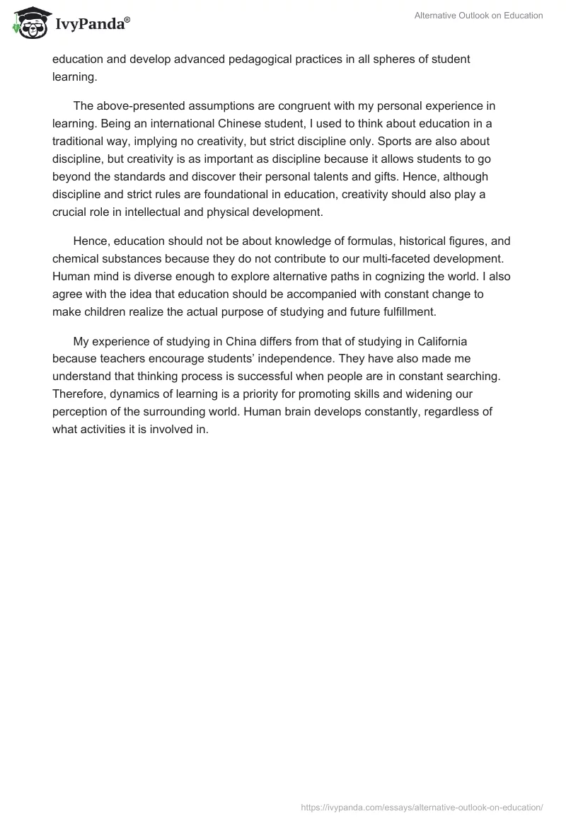 Alternative Outlook on Education. Page 2