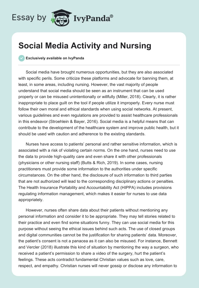 Social Media Activity and Nursing. Page 1