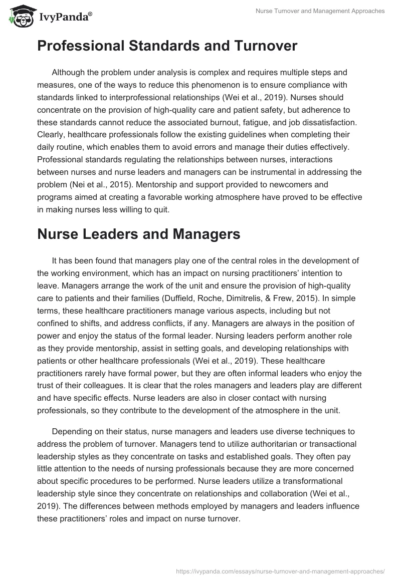 Nurse Turnover and Management Approaches. Page 2