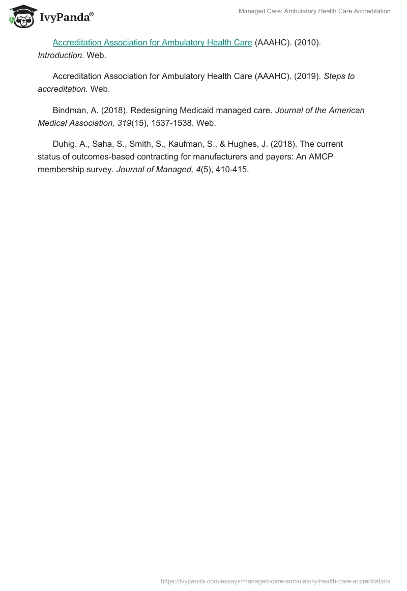 Managed Care: Ambulatory Health Care Accreditation. Page 4