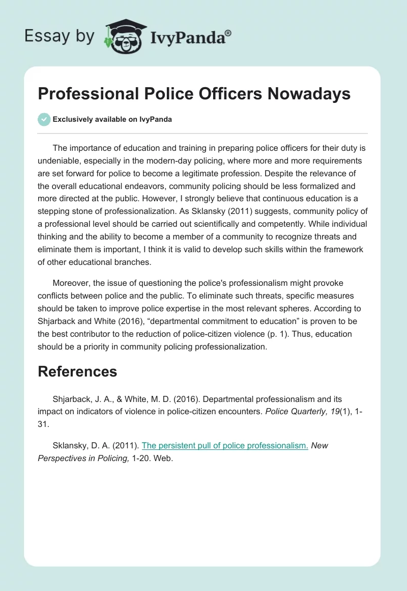 Professional Police Officers Nowadays. Page 1