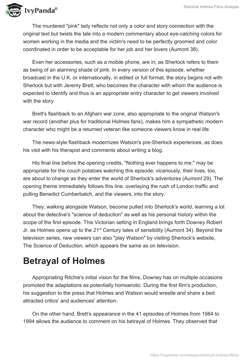 Sherlock Holmes Films Analysis. Page 2