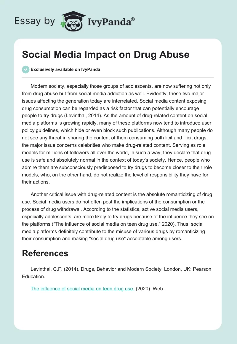 Social Media Impact on Drug Abuse. Page 1