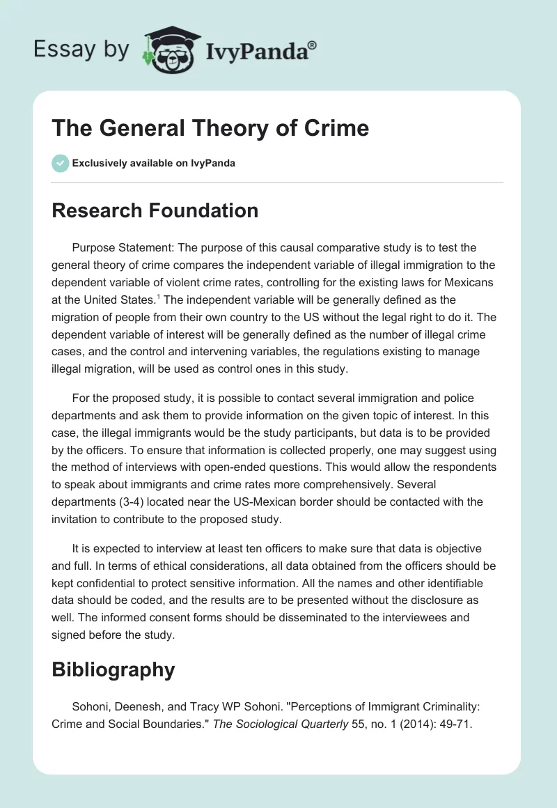 The General Theory of Crime. Page 1