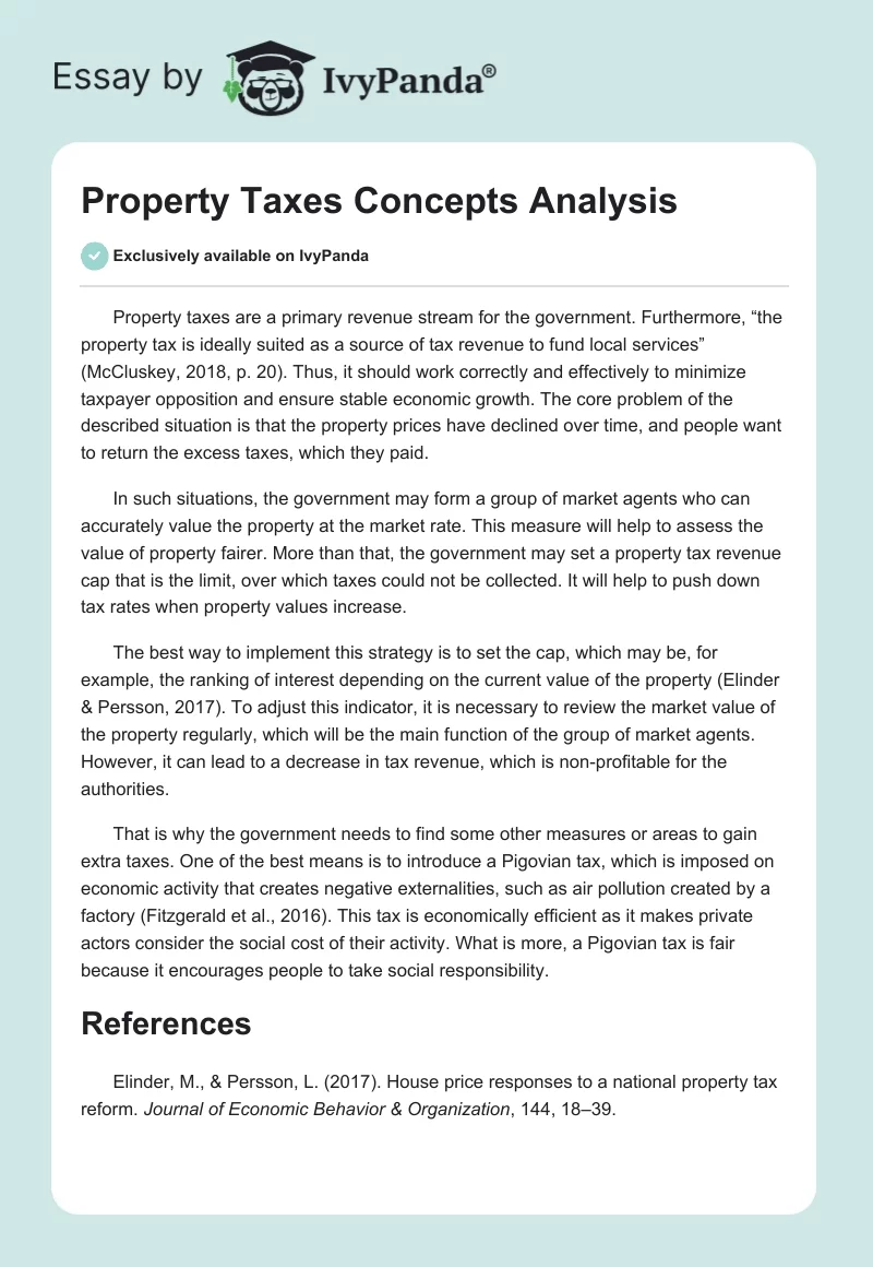Property Taxes Concepts Analysis. Page 1