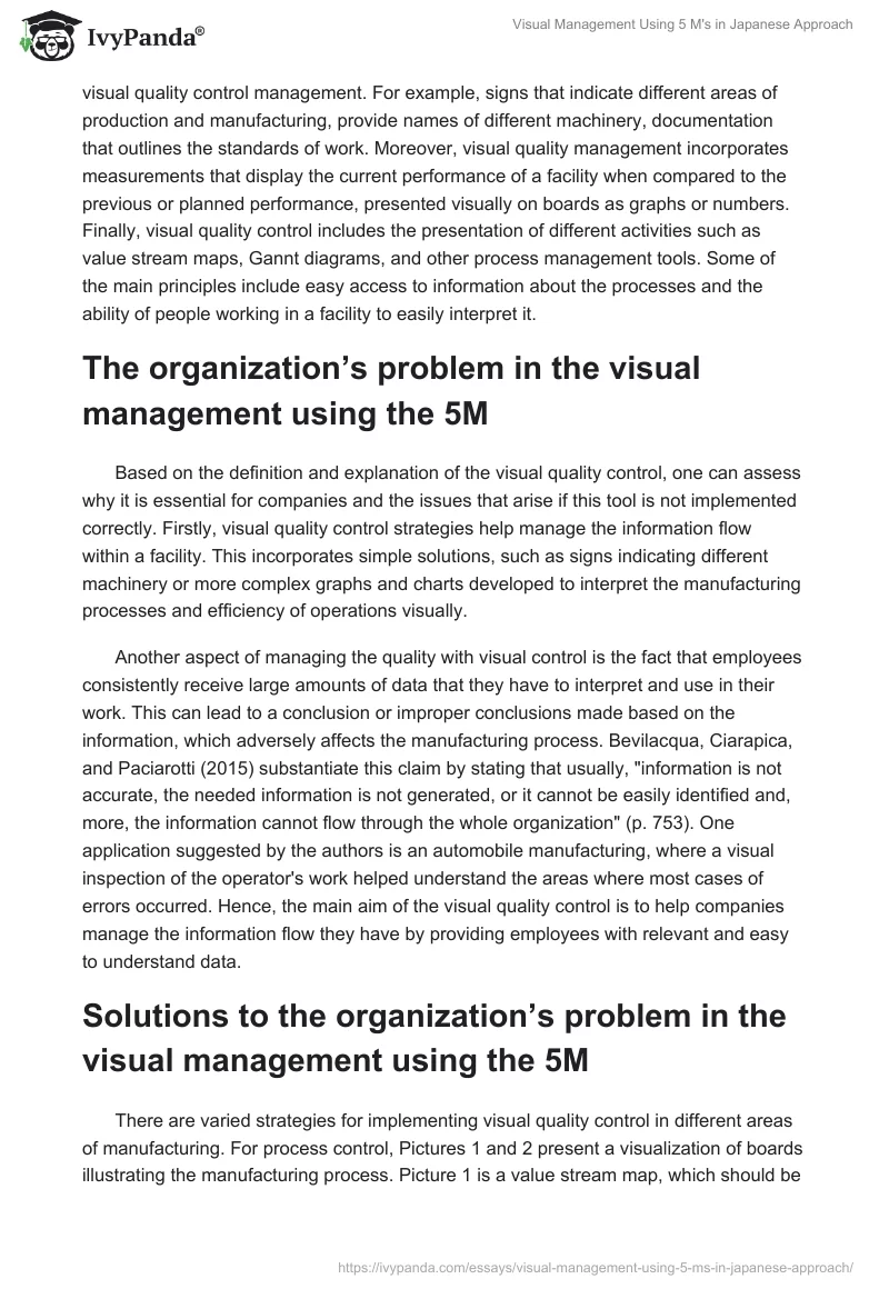 Visual Management Using 5 M's in Japanese Approach. Page 2