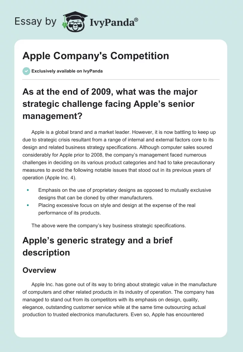 Apple Company's Competition. Page 1