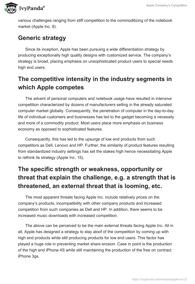 Apple Company's Competition. Page 2