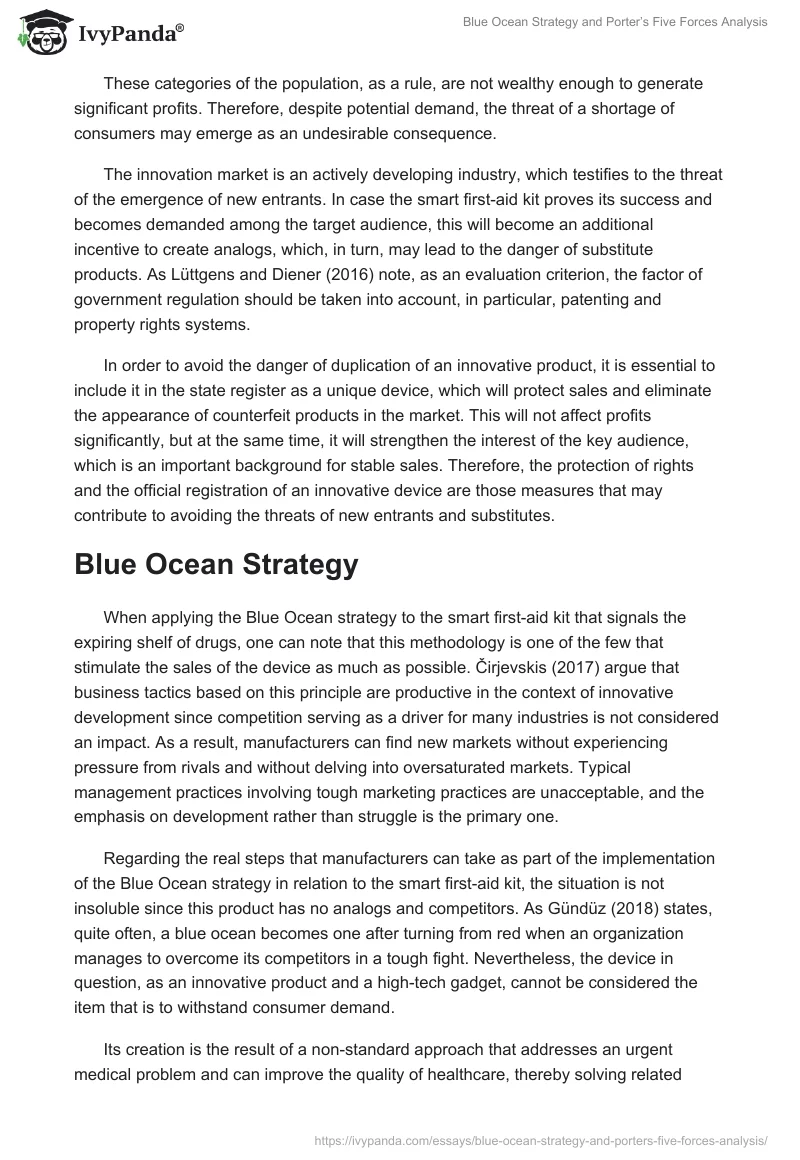 Blue Ocean Strategy and Porter’s Five Forces Analysis. Page 2