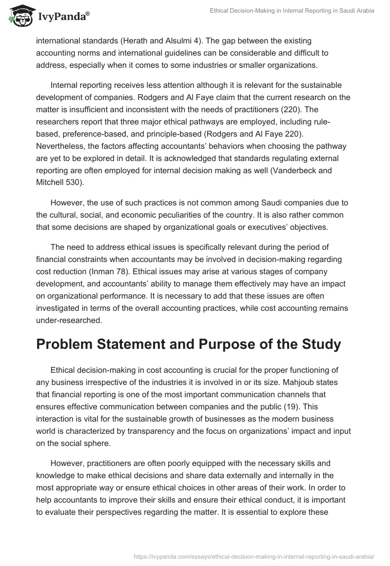 Ethical Decision-Making in Internal Reporting in Saudi Arabia. Page 2