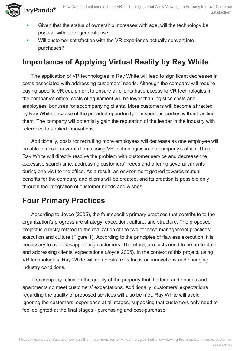 How Can the Implementation of VR Technologies That Allow Viewing the Property Improve Customer Satisfaction?. Page 3