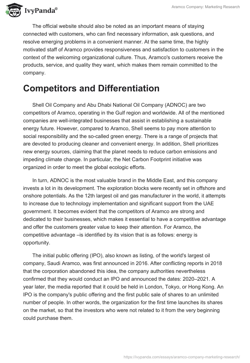 Aramco Company: Marketing Research. Page 3