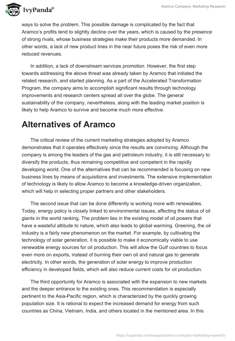 Aramco Company: Marketing Research. Page 5