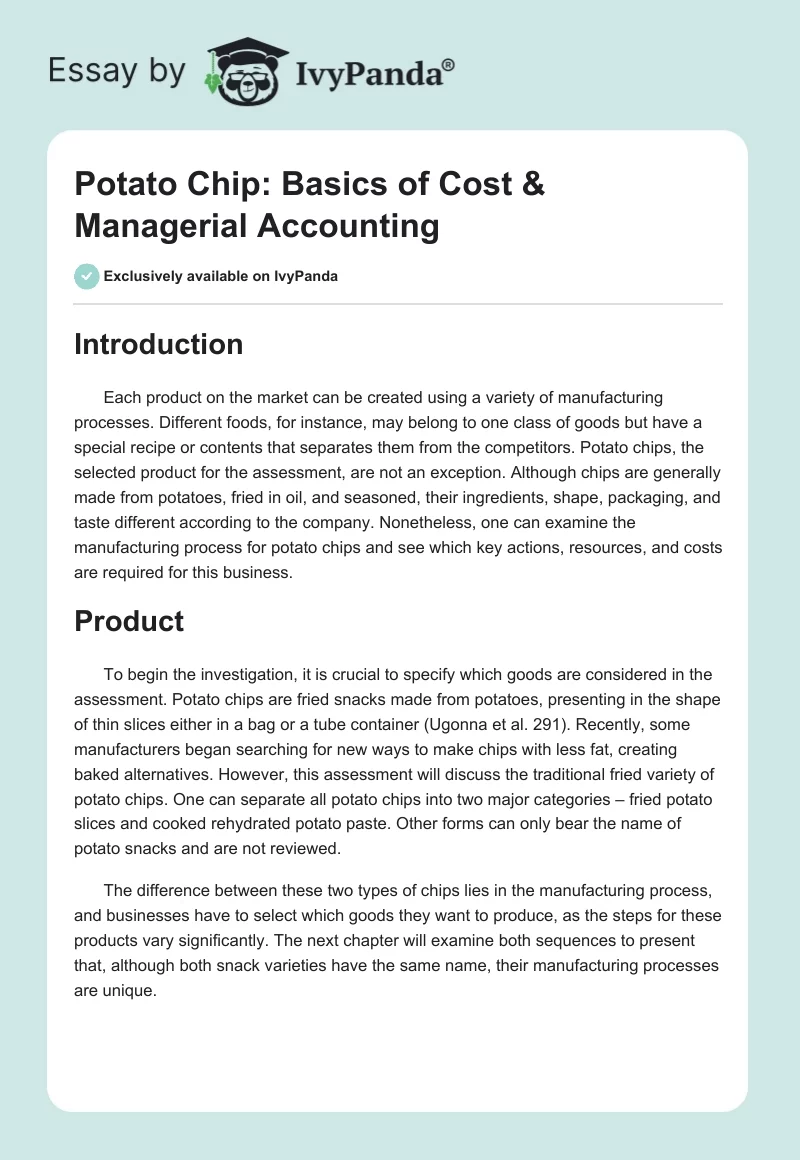 Potato Chip: Basics of Cost & Managerial Accounting. Page 1