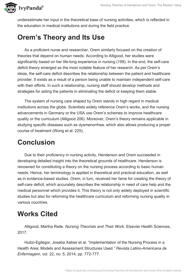 Nursing Theories of Henderson and Orem: The Modern Value. Page 2