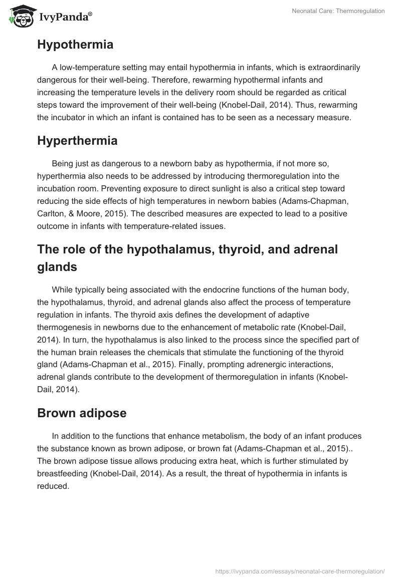 Neonatal Care: Thermoregulation. Page 2