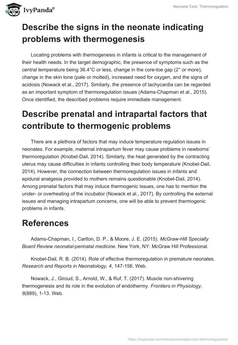 Neonatal Care: Thermoregulation. Page 5