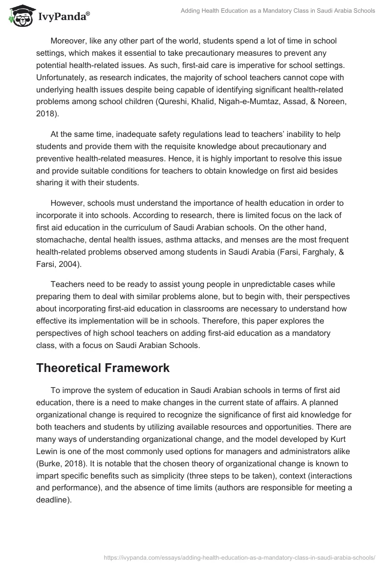 Adding Health Education as a Mandatory Class in Saudi Arabia Schools. Page 2