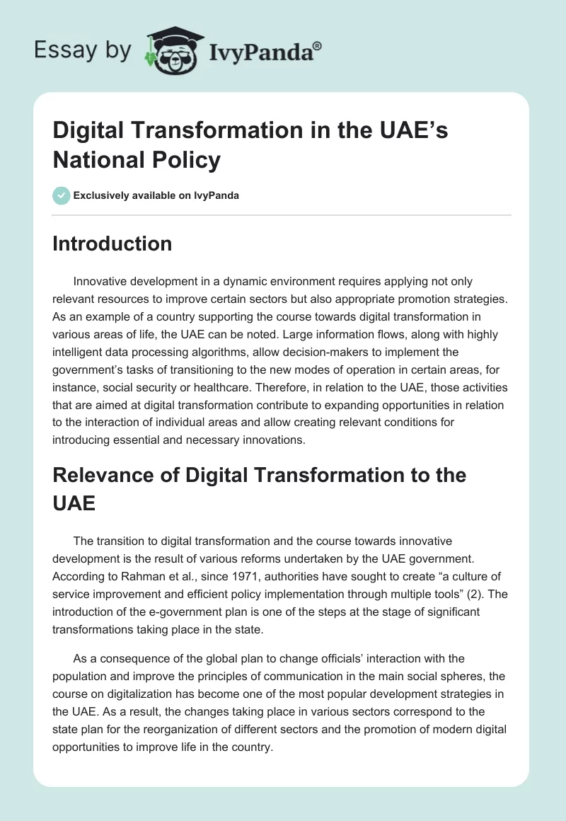 Digital Transformation in the UAE’s National Policy. Page 1