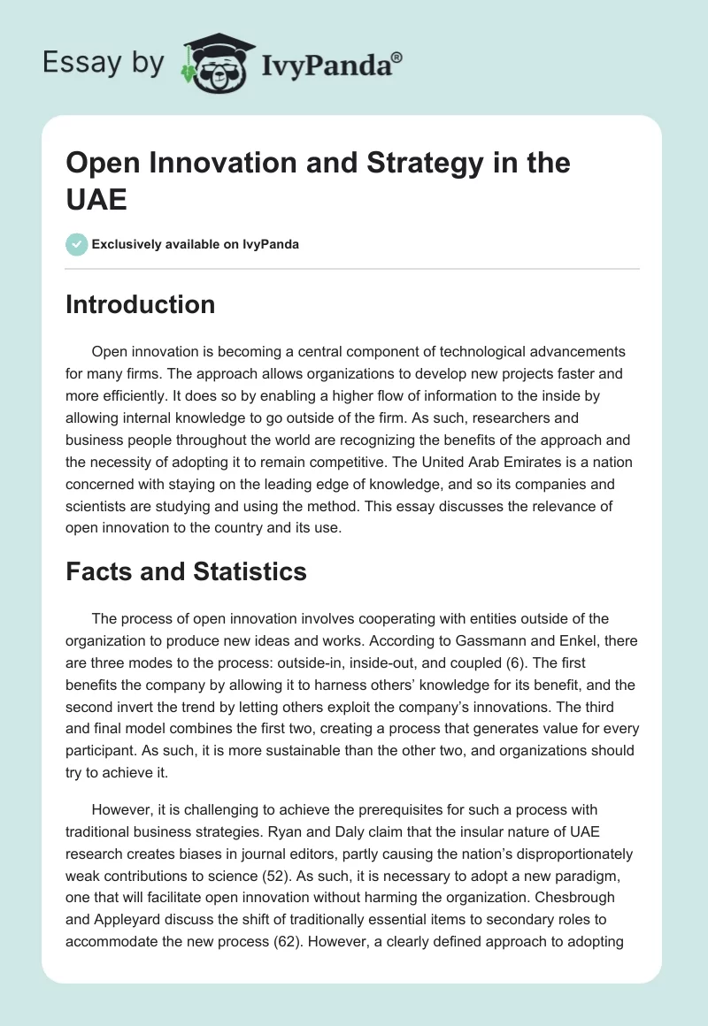 Open Innovation and Strategy in the UAE. Page 1