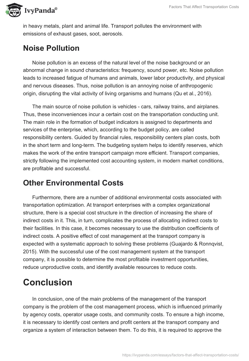 Factors That Affect Transportation Costs. Page 4