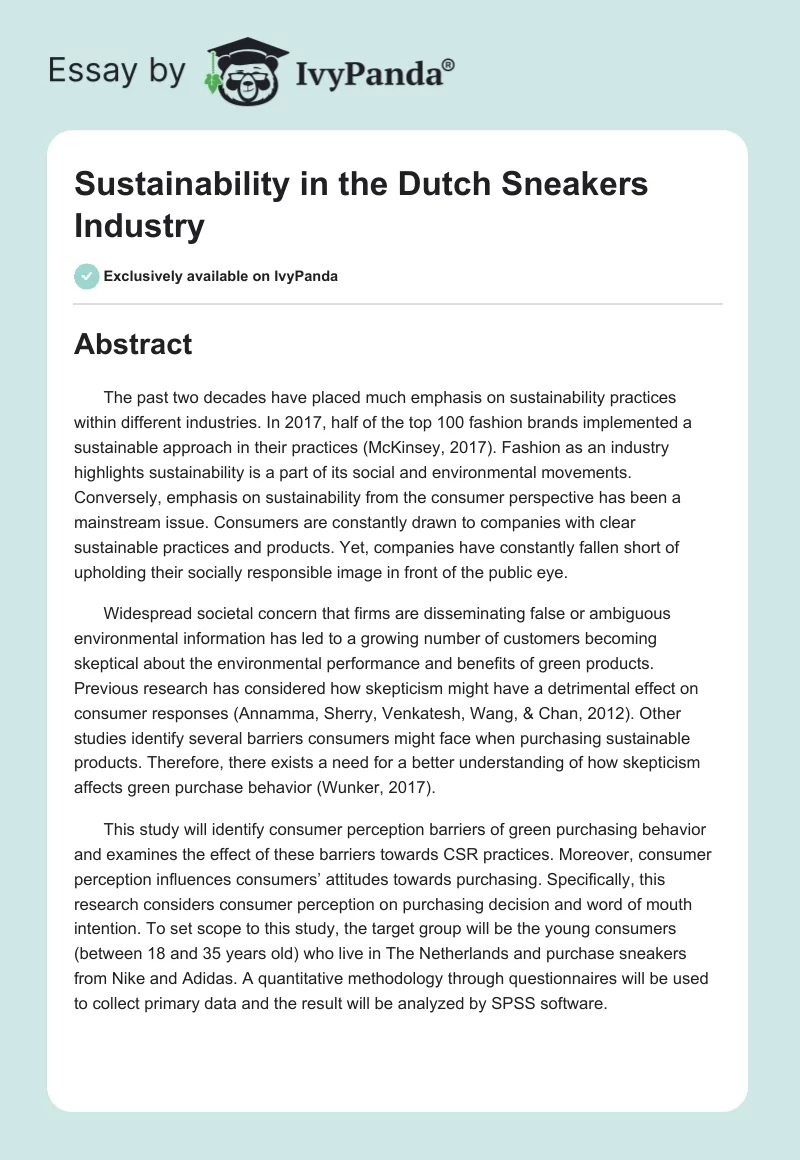 Sustainability in the Dutch Sneakers Industry. Page 1