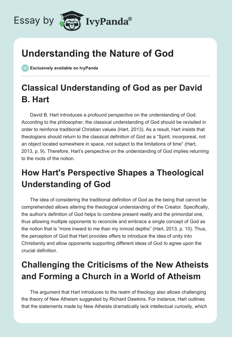 Understanding the Nature of God. Page 1