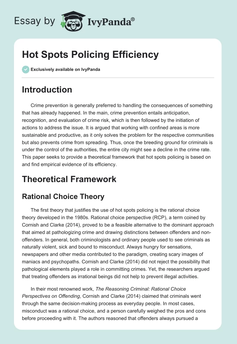 Hot Spots Policing Efficiency. Page 1