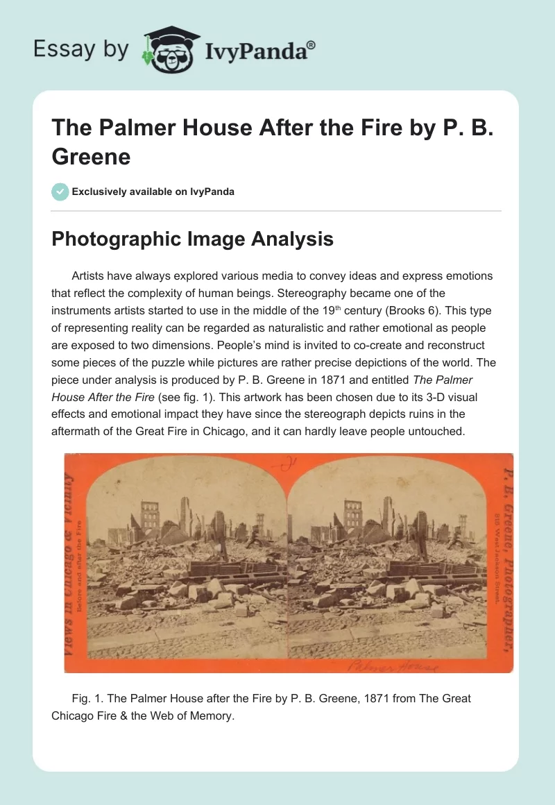 "The Palmer House After the Fire" by P. B. Greene. Page 1