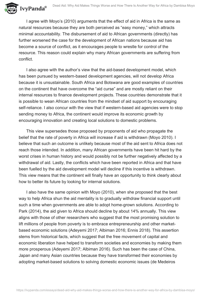 "Dead Aid: Why Aid Makes Things Worse and How There Is Another Way for Africa" by Dambisa Moyo. Page 4